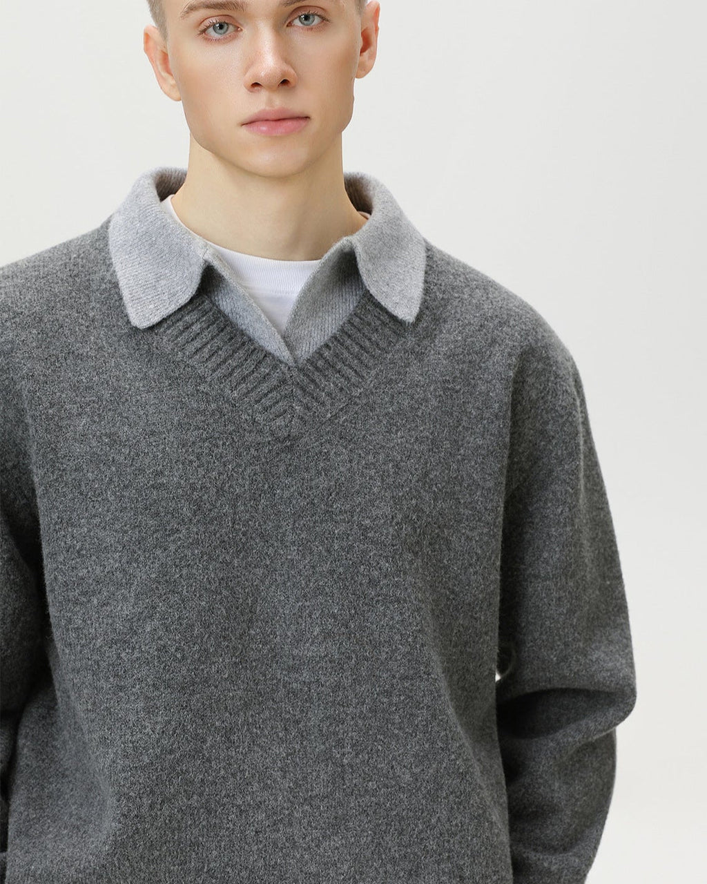 Maglione da uomo Scollo a V con Colletto in Lana | Rowan, immagine 7