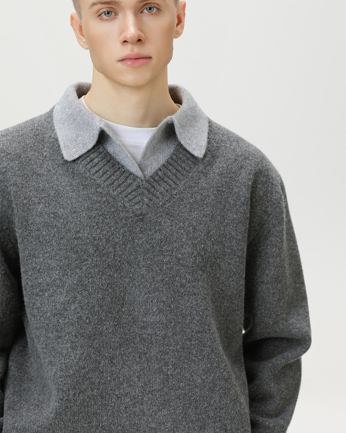 Maglione da uomo Scollo a V con Colletto in Lana | Rowan, immagine 7