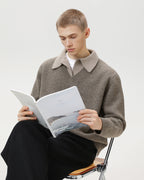 Maglione da uomo Scollo a V con Colletto in Lana | Rowan, immagine 3