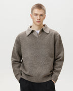 Maglione da uomo Scollo a V con Colletto in Lana | Rowan