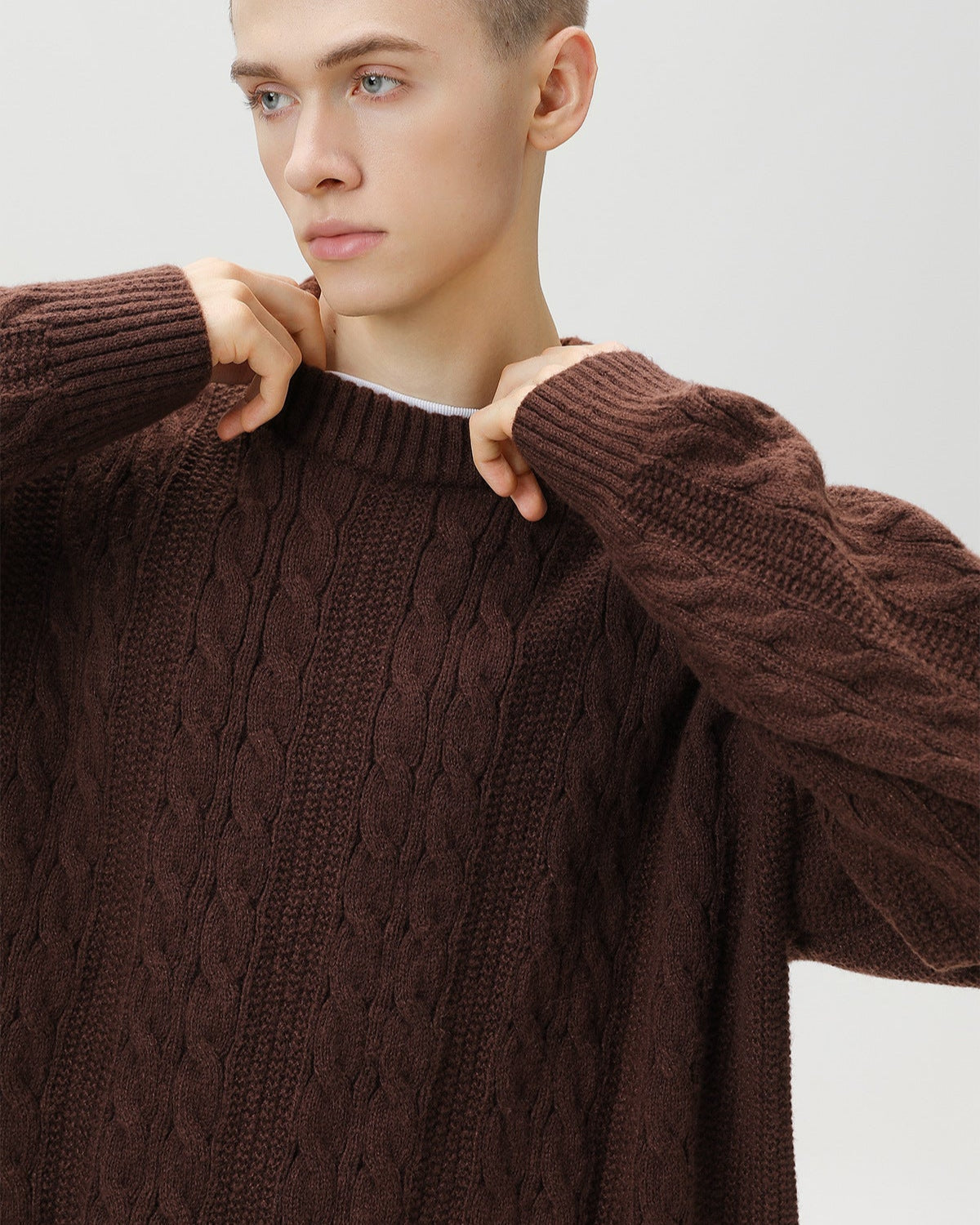 Maglione da uomo a Trecce in Misto Lana | Rowan, immagine 2