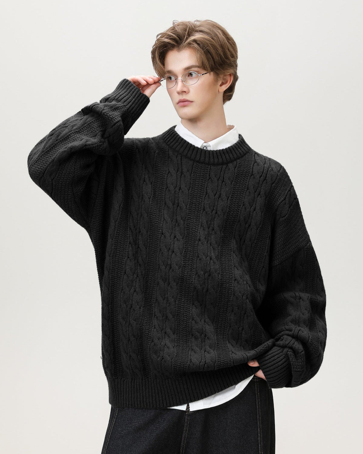 Maglione da uomo a Trecce in Misto Lana | Rowan, immagine 9