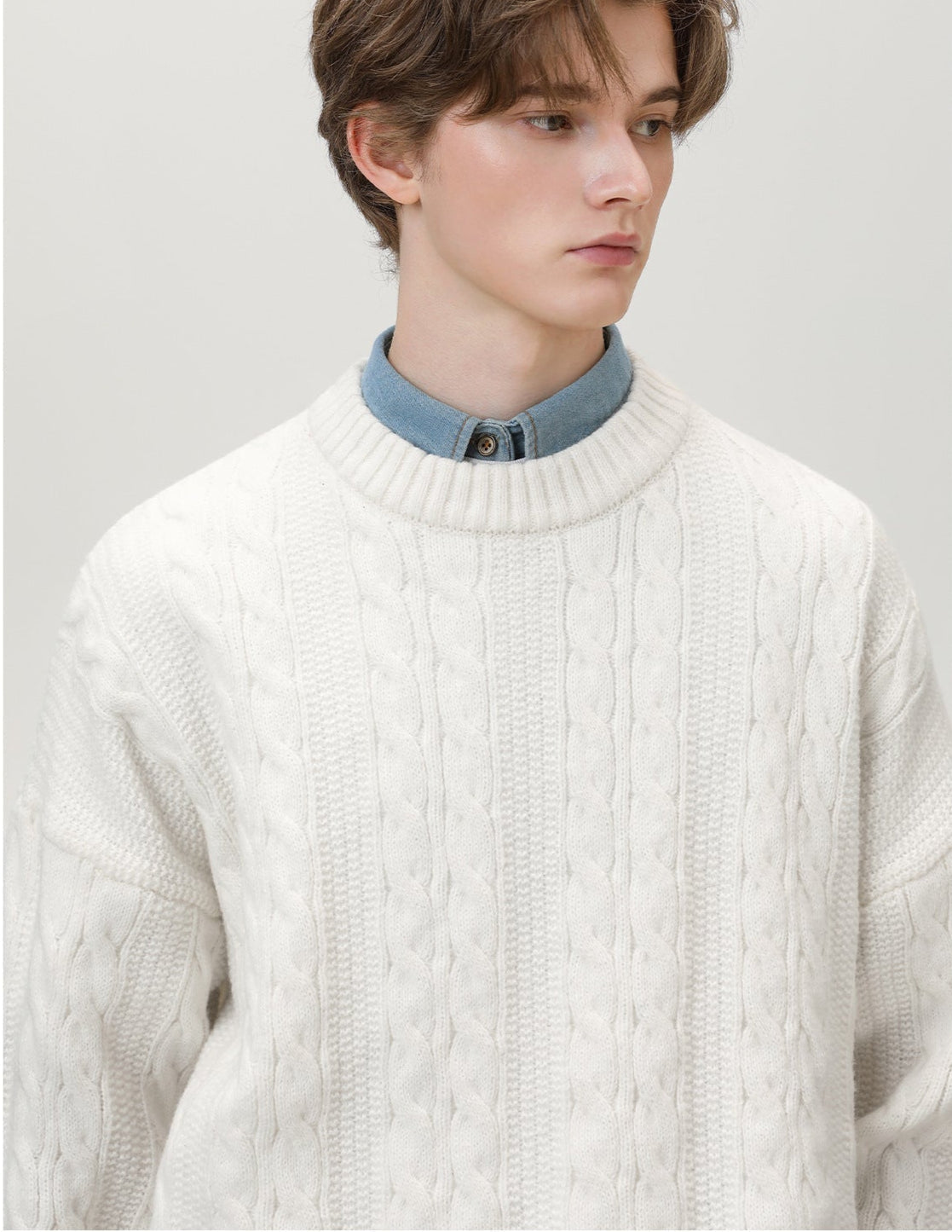 Maglione da uomo a Trecce in Misto Lana | Rowan, immagine 5