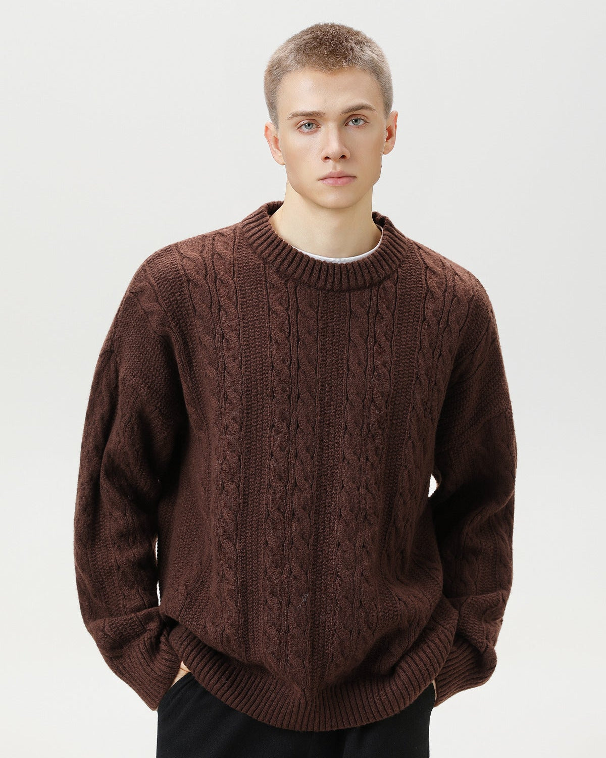 Maglione da uomo a Trecce in Misto Lana | Rowan